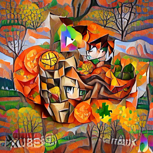"Pumpkins and Leaves"